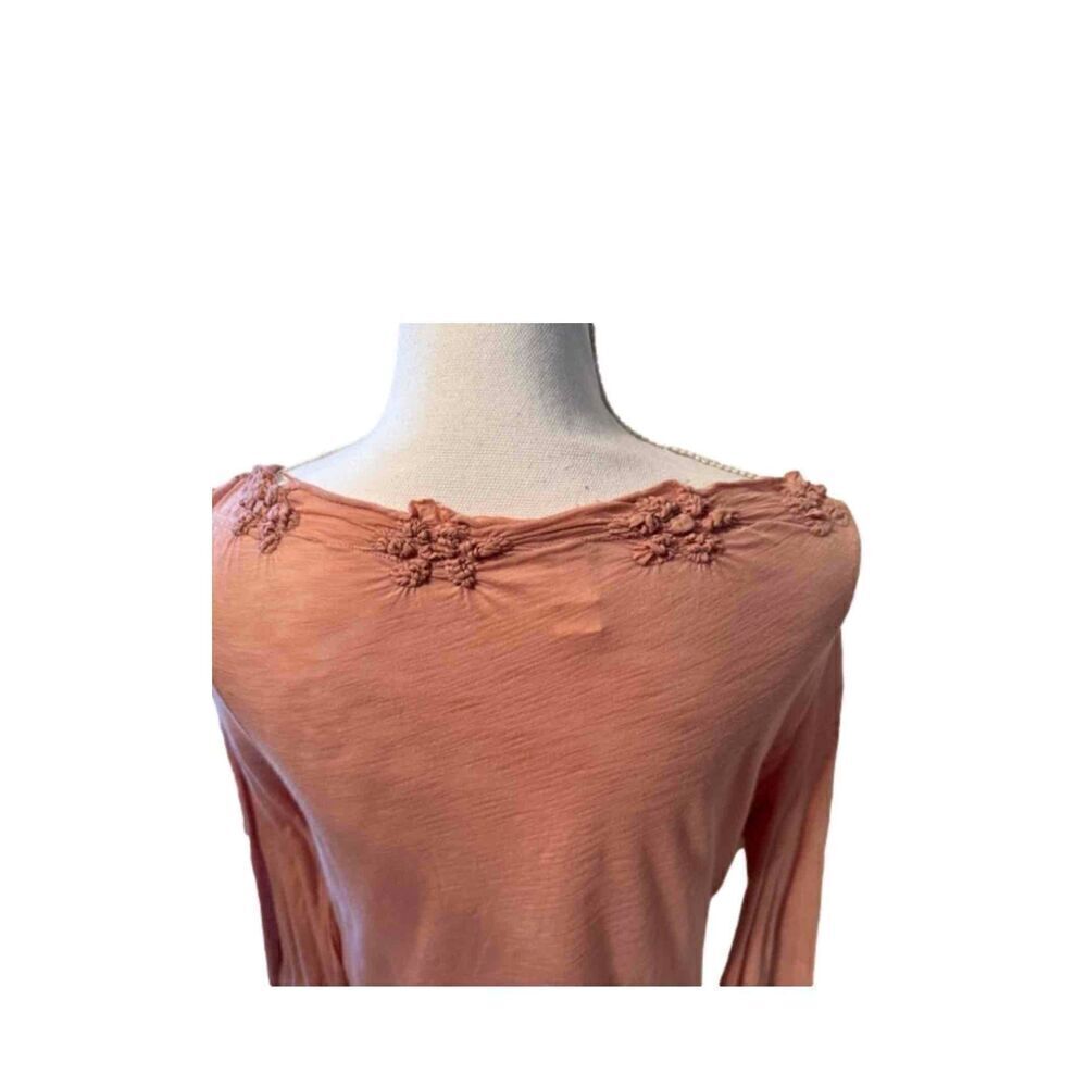 Free People Dust Rose Pink Lightweight Ruffled Long Sleeve Cardigan Shrug SM - Picture 4 of 9